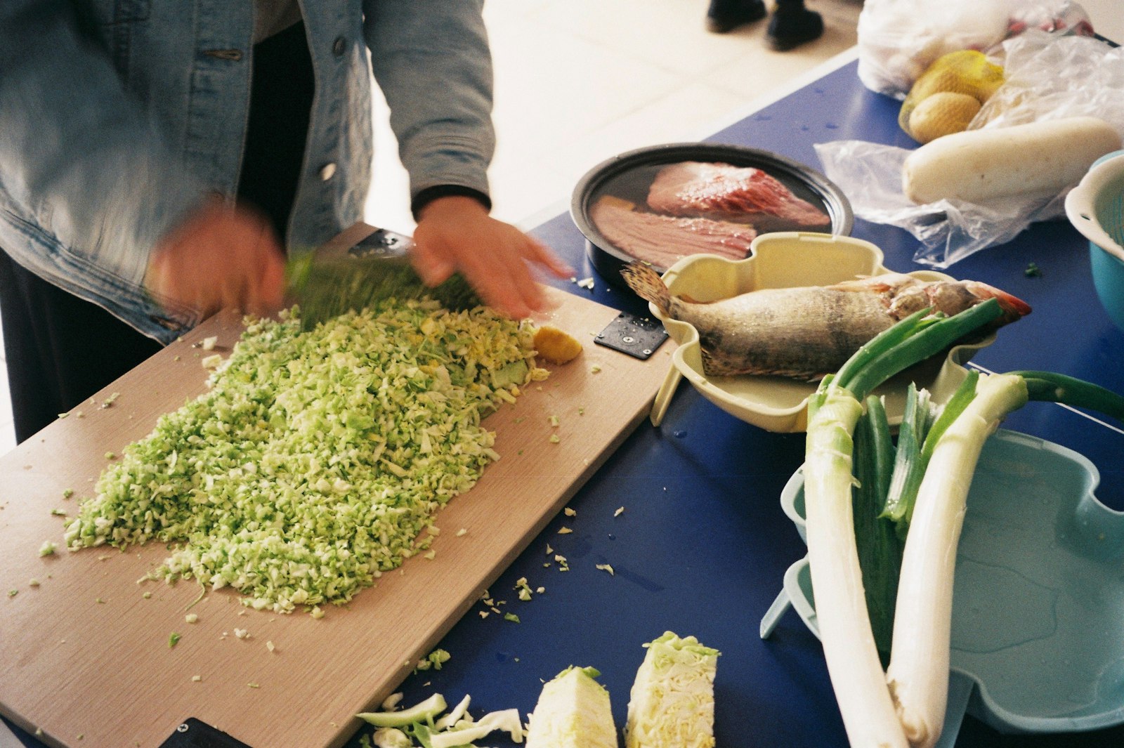 Hands prepping fresh ingredients