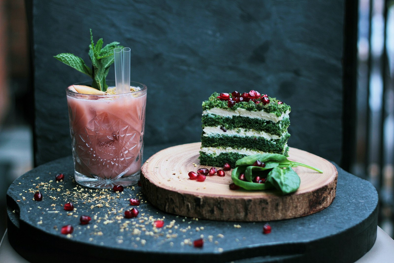 Artistic dessert plating, close up